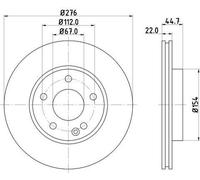 2x HELLA 8DD 355 128-271 PRO High Carbon Disco freno Anteriore 276mm