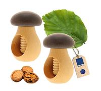 2x HOFMEISTER® Schiaccianoci in legno - Ideale per bambini e anziani, apre qualsiasi nocciola con poca forza, il guscio rimane nel fungo, idea regalo Babbo Natale in legno di faggio, 10 cm