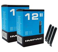2x Impac Tubo Bici 12 Pollici Valvola Auto 47-203/62-203 + 3 Sollevatori Pneu...