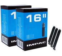2x Impac tubo bicicletta 16 pollici valvola auto 47-305/57-305 + 3 sollevator...