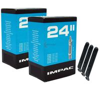 2x Impac tubo bicicletta 24 pollici valvola flash 40-507/60-507 + 3 sollevato...