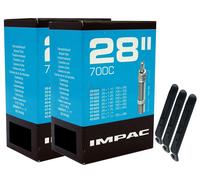 2x Impac tubo bicicletta 28 pollici valvola flash 28-622/47-622 + 3 sollevato...