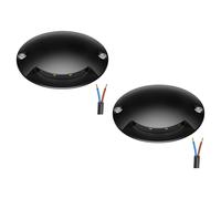2x Indicatore di terra a LED RUNDA per uso esterno IP67 nero rotondo 70mm Ø