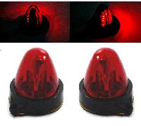 2x Indicatori Mini A Cono LED Rosso Per Autocarro Rimorchio 24V ES0102L0054R24