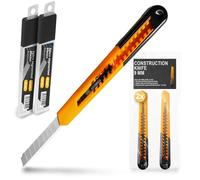 2x Instalguru Taglierino 9 mm Coltello Sicurezza Lama Segmentata Cutter Cartone Moquette Pacchi Multiuso Mini con 22x Lame di Ricambio Blocco Automatico