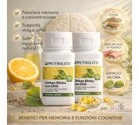 2x Integratore Ginkgo Biloba + DHA -Nutrilite-Memoria & Mente Attiva 200 capsule