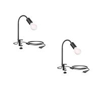 2x lampada a morsetto a collo d'oca LELE interruttore nero opaco 1x E27 max. 60W [EEK: A]