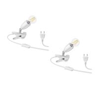 ledscom.de 2 pezzi E27 lampada a morsetto LIK, bianco incl. E27 Lampada LED 1020lm bianco, regolazione a 3 livelli senza dimmer con interruttore della luce