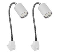 ledscom.de 2 pezzi lampada a zoccolo GU10 WAIKA a collo d'oca, interruttore, bianco incl. lampada GU10 LED 227lm bianco caldo
