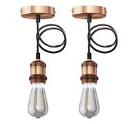 2x lampada a sospensione RETRA cavo tessile bronzo opaco 1x E27 max. 60W