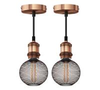 2x lampada a sospensione RETRA cavo tessile bronzo opaco 1x E27 max. 60W