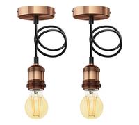 2x lampada a sospensione RETRA cavo tessile bronzo opaco 1x E27 max. 60W [EEK: E]