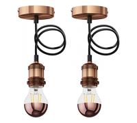 2x lampada a sospensione RETRA cavo tessile bronzo opaco 1x E27 max. 60W [EEK: E]