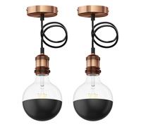 2x lampada a sospensione RETRA cavo tessile bronzo opaco 1x E27 max. 60W [EEK: F]
