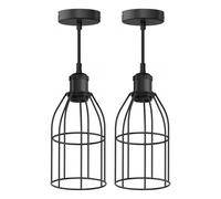 2x lampada a sospensione RETRA cavo tessile nero opaco 1x E27 max. 60W