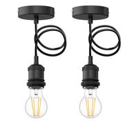 2x lampada a sospensione RETRA cavo tessile nero opaco 1x E27 max. 60W