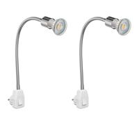 ledscom.de Lampada da lettura LESCH collo d'oca GU10 cromo/bianco 2x LED 7,6W bianco caldo Classe C