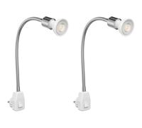 2x lampada a zoccolo / lampada da lettura LESCH a collo d'oca cromo/bianco 1x [EEK: F]