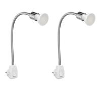 ledscom.de 2 pz. zoccolo LESCH lampada da lettura a collo d'oca, interruttore, cromo incl. lampada LED GU10 4,888W 450lm 100° bianco