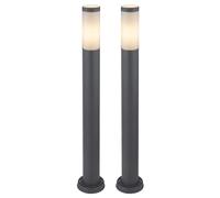 2x lampada da giardino da terra per esterni, materiale acciaio inox colore antracite, 1x E27, diametro base 12,7cm altezza 80 cm