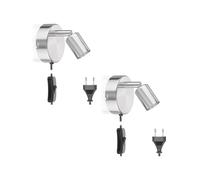ledscom.de 2 pezzi lampada da lettura/apparecchio da parete LUNARA, interruttore, spina, acciaio inox opaco, 1x GU10 max. 25W