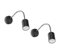 2x lampada da lettura/parete WAIKA interruttore a collo di cigno nero opaco 1x [EEK: E]
