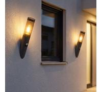 2X Lampada Da Parete Esterna Globo Edelstahl Antracite Rauch PIR IP44 41 Cm [EEK: Non valutato]
