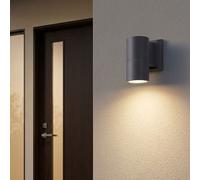 2x lampada da parete per esterni, lampada da giardino, antracite, vetro, alluminio, IP44