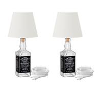 ledscom.de 2 pezzi Lampada da tavolo FLAKO, cavo tessile bianco, paralume bianco