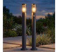 2x Lampada Esterna LED Globo Con Sensore Movimento, Antracite, 110 cm