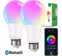 2X LAMPADA LED RGB+W E27 BLUETOOTH SMART APP LAMPADINA 16 COLORI IOS ANDROID [EEK: B]