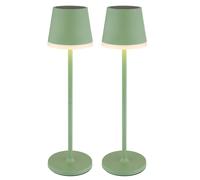 2x lampada solare a LED, lampada da tavolo, lampada da esterno, argento, a batteria, lampada da terrazza, H 41 cm