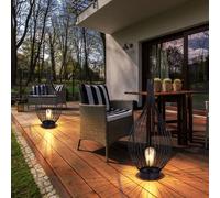 2x Lampada Solare LED Da Esterno Globo Lanterne Metallo Nero 57cm [EEK: Nicht bewertet]