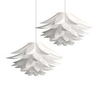 kwmobile 2x Lampadario Puzzle Fiore di Loto - Paralume per Lampada a Sospensione e da Terra 2 Pz - Illuminazione Interni Design Floreale Ø50cm Bianco