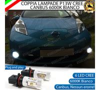 2x LAMPADE P13W 6 LED CREE DRL LUCI DIURNE PER NISSAN LEAF CANBUS BIANCO