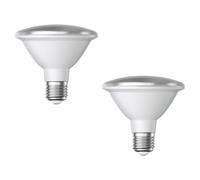 ledscom.de 2x lampadina LED E27, PAR30 collo corto, bianco caldo (2700 K), 12,9 W, 994lm, 42°, specchio riflettore (argento)
