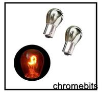 2X Lampadine Freccia Posteriori Silver Chrome Amber 581 BAU15S PY21W S25 12V