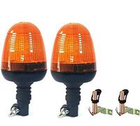 2X Lampeggiante Girofaro 60 LED con 2 Supporti Piantone a L Piatto Cappuccio per Trattori Veicoli di Soccorso Camion