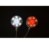 #2x LED 12V Bianco Rosso Cromo Specchietto Laterale marker lights per Camion 4x4