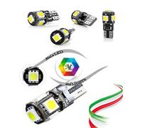 2x led auto XENON T10 W5W 5 SMD 5050 Canbus No-Error 6.000k 12v luce posizione