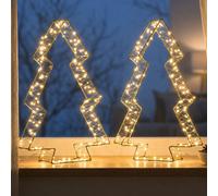 2x LED Decorazione Albero Di Natale A Batteria Effetto Luccicante H37cm [EEK: Non valutato]