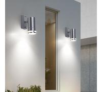 2x LED Esterni Giù Parete Luci Entrata Hof Giardino Faretto Lampade Acciaio Inox [EEK: G]