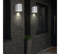 2x LED Esterno Parete Faretto Alu Spazzolato Balcone Giardino Illuminazione Down [EEK: G]