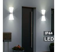 2x Esterno LED Up & Down Illuminazione Giardino Cortile Luce Lampada Inox [EEK: F]