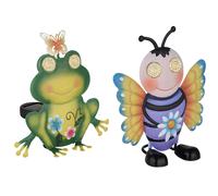 2x LED lampada solare luce solare da esterno colorata opaca ape rana design H 22 cm