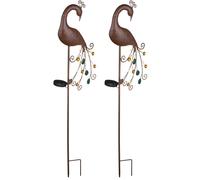 2x LED lampade solari a picco da esterno patio sentiero pavone luci color bronzo