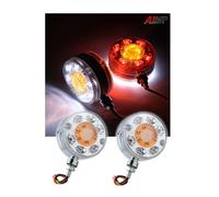 2x LED Laterali Specchio Luci Cromo Bianco Rosso Ambra Lollipop Camion Lkw