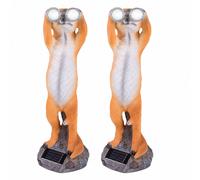 2x LED luce esterna meerkat luce da giardino sensore crepuscolare marrone H 39,5 cm