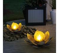 2X LED Luci Da Giardino Solari Fiori Di Loto Proiettori Per Balcone
