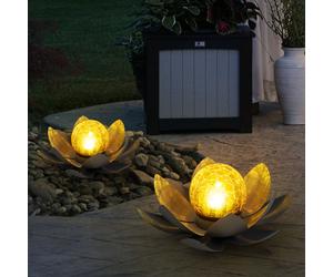 2X LED Luci Da Giardino Solari Fiori Di Loto Proiettori Per Balcone